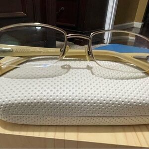 Vera Bradley Gold Rimmed Eyeglasses with White Case